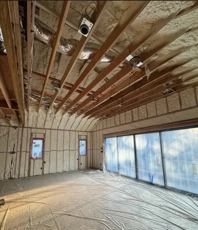Interior walls and ceiling insulated with spray foam during new construction in Pine Hill